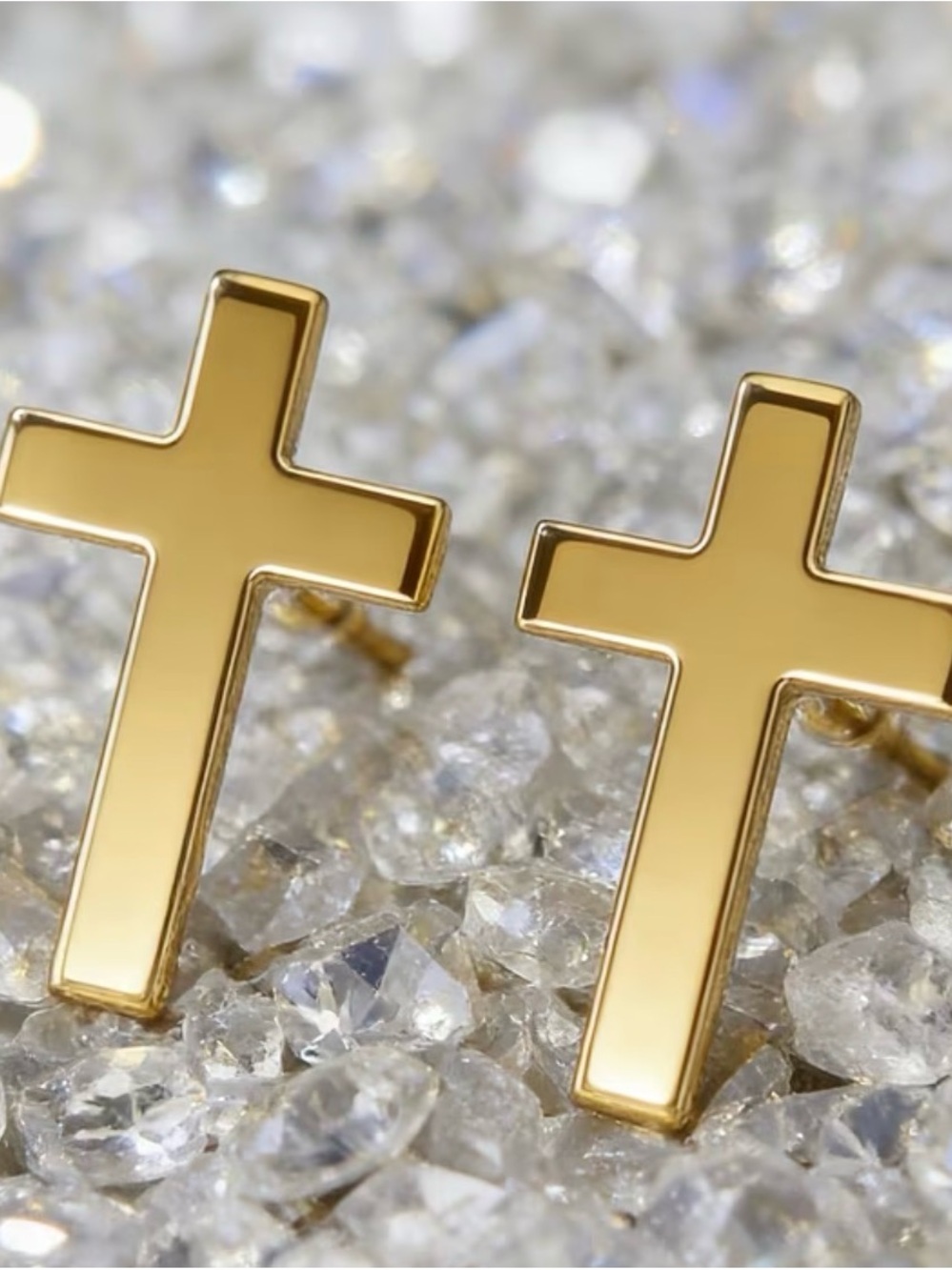 Gold Cross Stud Earrings - Classic Religious Jewelry